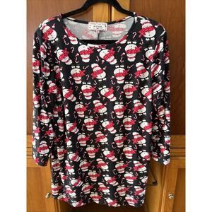 Poof New York Womens Snowman Themed Long Sleeve Top Super Soft Size XL
